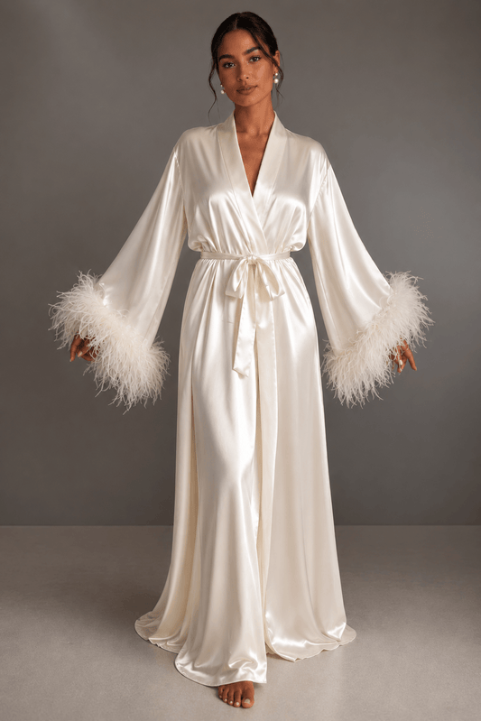 Ivory Feathered Dream Robe